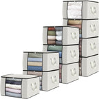 Fab totes 10 Pack Clothes Storage, Foldable Thick Fabric Blanket Storage Bags, Containers for Organizing Bedroom, Closet, Clo
