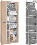 Over the Door Organizer with 5 Large Pockets, 5+3 Tiers Shelf Hanging Door Organizer, Adjustable Hanging Closet Organizer wit
