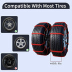 Universal Anti-Skid Snow Tire Chains for Cars SUV Trucks - Adjustable 14-19 Inch Emergency Winter Traction Tire Chains, Easy 