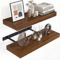 INHABIT UNION Walnut Floating Shelves for Wall, 24 in Wall Mounted Shelves Perfect for Bedroom, Bathroom, Living Room and Kit