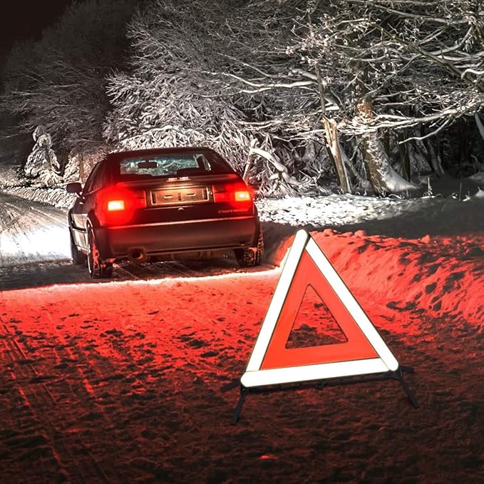 aikko Safety Triangle Kit Road Emergency Warning Reflector Roadside Reflective Early Warning Sign, Foldable 6 Pack of Emergen