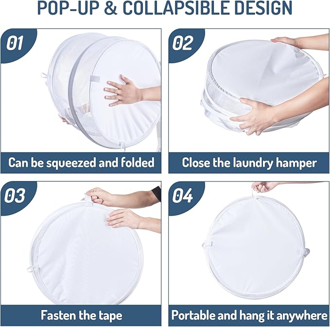 Seiritex Mesh Popup Laundry Hamper 115L Collapsible Laundry Basket Extra Large Capacity Foldable Clothing Storage Basket with