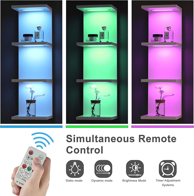 4 Tier RGB Wall Shelf-Gaming Shelf with Remote Control, Lack Shelves with Light for Bedroom | Easy to Install Cosmetic & Disp