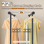 HOKEEPER Clothes Rack Heavy Duty Clothing Rack Load 650 LBS Collapsible Garment Rack with Wheels Double Rod Coat Rack for Han