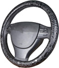 Car Steering Wheel Cover Universal 15 inch Auto Antislip Leather Protector Flower Grain Black