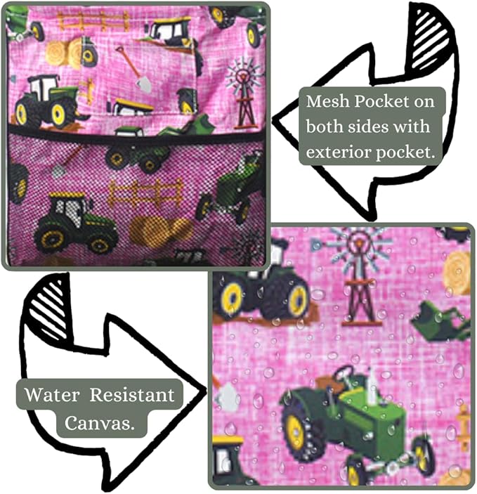 NGIL Extra Large Utility Tote Reusable Grocery Bag Oversized Collapsible for Groceries, Storage, Picnic, Beach (Tractor Farm-Black)
