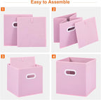 Stero Fabric Storage Cubes Bins, 11 inch Fun Colored Foldable Storage Baskets with Dual Plastic Handle for Home, Kids Room, C