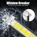 Car Flashlight Solar Flashlight, Window Breaker & Seat Belt Cutter, Multi-Function Torch Tool Magnetic LED COB Work Light wit