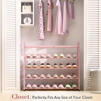 Bumusty 5-Tier Expandable Shoe Rack for Closet, 18“-33” Adjustable Shoe Rack for Small Space, Small Shoe Organizer for Front 