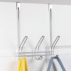 iDesign Classico Metal Over the Door Organizer, 3-Hook Rack for Coats, Hats, Robes, Towels, Jackets, Purses, Bedroom, Closet,