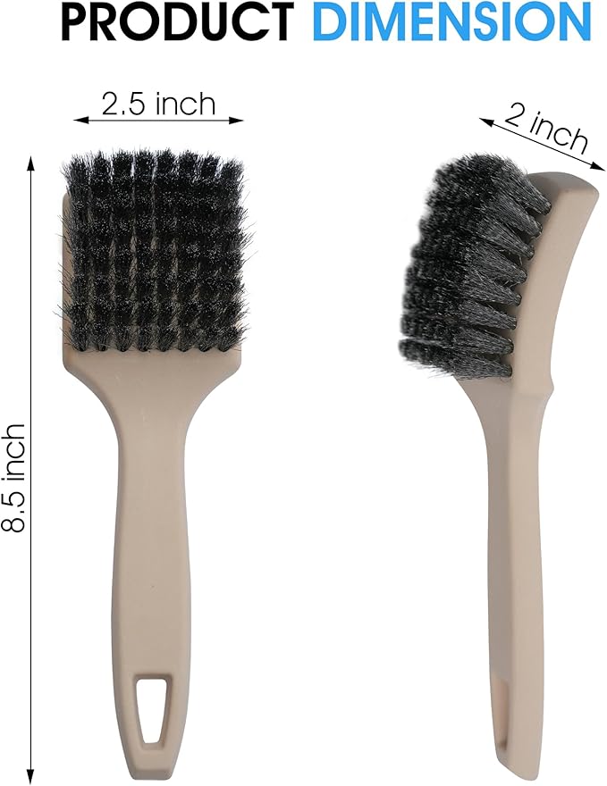 Nanoskin 8.5 Inch Heavy-Duty Tire Cleaning Brush - Ergonomic Steel Wire Scrub for Whitewall & Sidewall | Professional Auto De