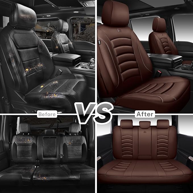 CAR PASS 3D Foam PU Leather Car Seat Covers, Universal Seat Covers Full Sets for Trucks SUV Sedan Automotive Seat Covers Armr