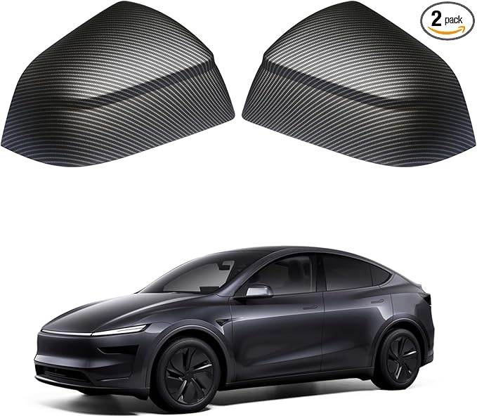 Rearview Mirror Guard Cover for Tesla Model Y Juniper 2025 2026 Side Mirror Cover Exterior Accessories of 2pc (Matte Carbon Fiber) (Not fit 2026 Standard & Performance)