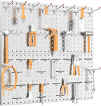 TORACK Metal Pegboard Wall Tool Organizer 24" x 24" or 12" x 48", 70 PCS Tools Storage Pegboard for Garage Peg Board Tool Org