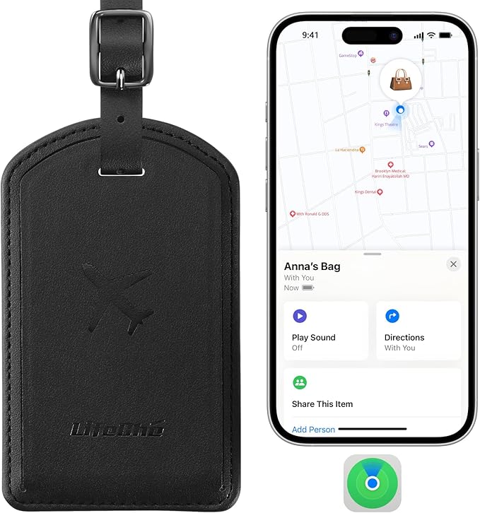 Luggage Tags Built-in Anti-Loss Tracker, Luxury Leather Luggage Tags for Suitcase, Travel Bags, Backpacks, Travel Organizer f