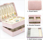 KOOAAICCHI Small Jewelry Box, Travel Jewelry Organizer, Portable Jewelry boxes for Women Girls Gift, Double Layers PU Leather