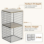 Hencawima 4-Tier Stackable Closet Organizers and Storage, Dual-Layer Reinforced Clothing Cube Shelves with Wood Tops, Sturdy 