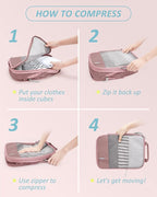 BAGSMART 6 Set /4 Set/2 Set Compression Packing Cubes for Travel, Lightweight Luggage Organizer Bags, Durable Space Saver Bag