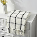 CREVENT 50"X60" Farmhouse Breathable Soft and Warm Chenille Plaid Throw Blanket for Sofa Couch Bed, Home Decoration Throw wit
