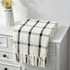 CREVENT 50"X60" Farmhouse Breathable Soft and Warm Chenille Plaid Throw Blanket for Sofa Couch Bed, Home Decoration Throw wit