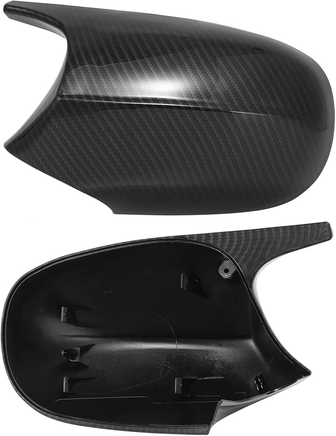 X AUTOHAUX Pair Exterior Rear View Mirror Housing Door Wing Mirror Cover Cap Carbon Fiber Pattern M3 Style for BMW 3 Series E90 E91 E92 E93 Facelifted 2008-2011