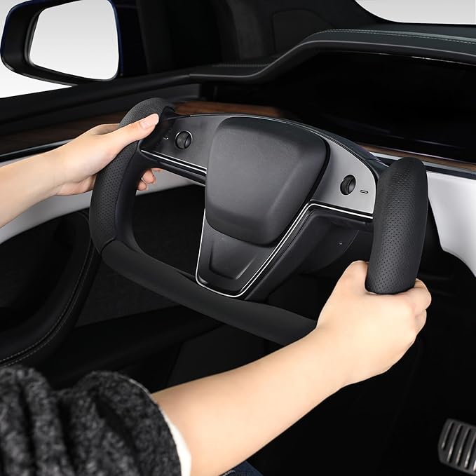 Steering Wheel Cover for Tesla Yoke Steering Wheel, Car Steering Wheel Cover for Tesla Model S/Model X Accessories (Black)