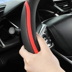 Car Steering Wheel Cover, Leather Steering Wheel Cover Red Universal 14.5-15 Inch Microfiber Leather Anti-Slip Breathable Aut