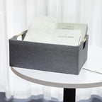 Fabric Storage Bin Box Foldable Cotton Linen Storage Basket with Wooden Handles Rectangular Cube Decorative Home Laundry Orga