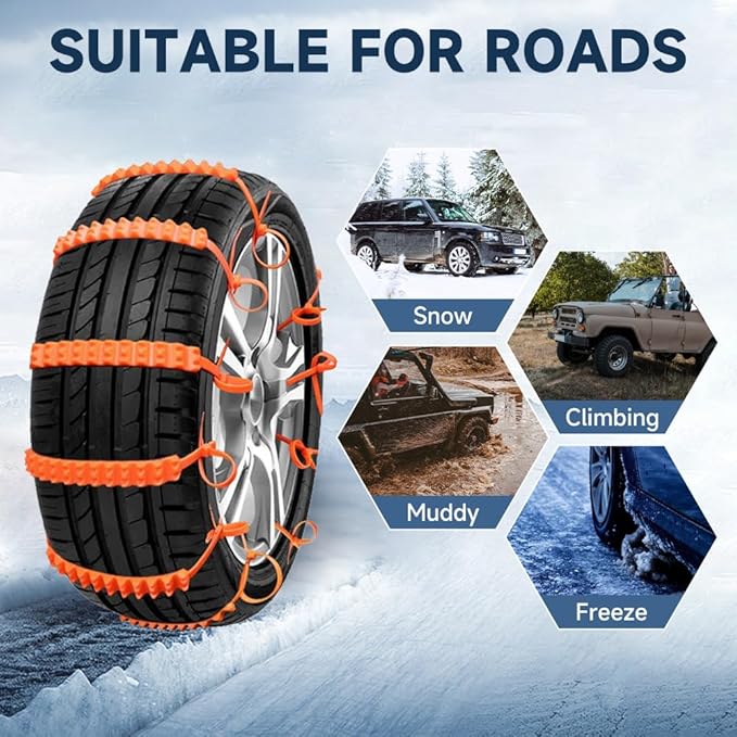 Anti Snow Chains, Snow Tire Chains, Reusable Anti-skid Snow Chains, Portable Pickup Truck and SUV Chains, Winter Tire Wheel C