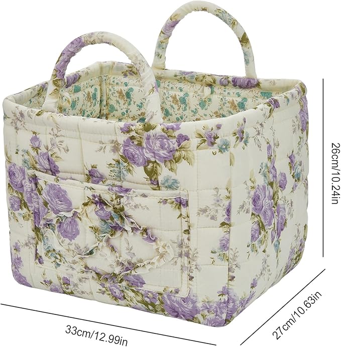 Boho Fabric Storage Basket, Large Capacity Laundry Basket, 12.2'' x 10.23'' x 10.23'' Collapsible Laundry Hamper with Easy Ca