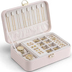 Vlando 2 Layer Jewelry Box,Jewelry Organizer Storage Lockable Earring Organizer Removable Jewelry Tray with Watch Pillow for 