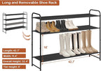 KIMBORA 4 Tier Long Shoe Rack for Closet Floor, Wide Shoe Shelf Storage Organizer 30-Pairs Stackable Sneaker Organizer for Cl