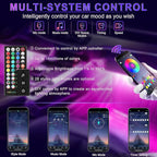 LivTee Smart Car Interior LED Lights, RGB Ambient Strip Lights with App, Remote & Controller Buttons, DIY & Music Sync Modes, 2-Line Design, Gift-Ready Car Accessories for Women & Teens