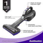 BLACK+DECKER dustbuster Reveal Pet Hair Vacuum, Hand Held Vacuum Cordless Portable for Home and Car, Rechargeable, LED Light,
