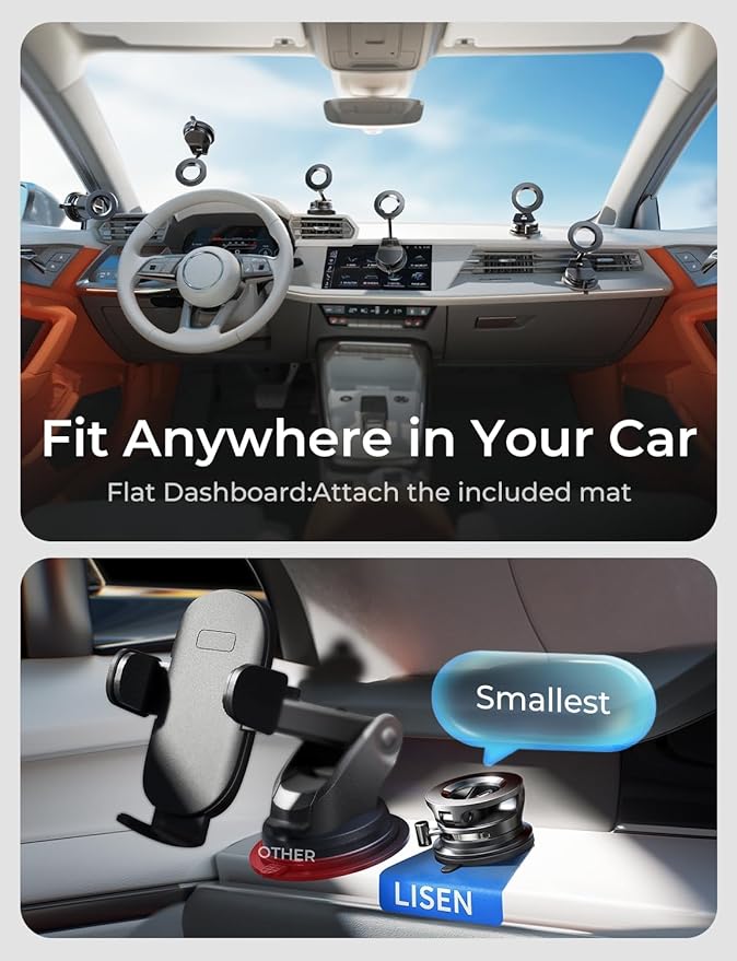 LISEN for Magsafe Car Mount, Phone Holders for Your Car, Magnetic Car Accessories for Women Men Truck Jeep BMW Ford, Gifts for Mother Day, for iPhone 17 Pro Max 16 15 14 13 12, Samsung S26, Black