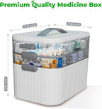 Multi-Tier Medicine Storage Box with Handle | Portable First Aid Organizer for Home, Office & Travel | Large Pill Storage Cab