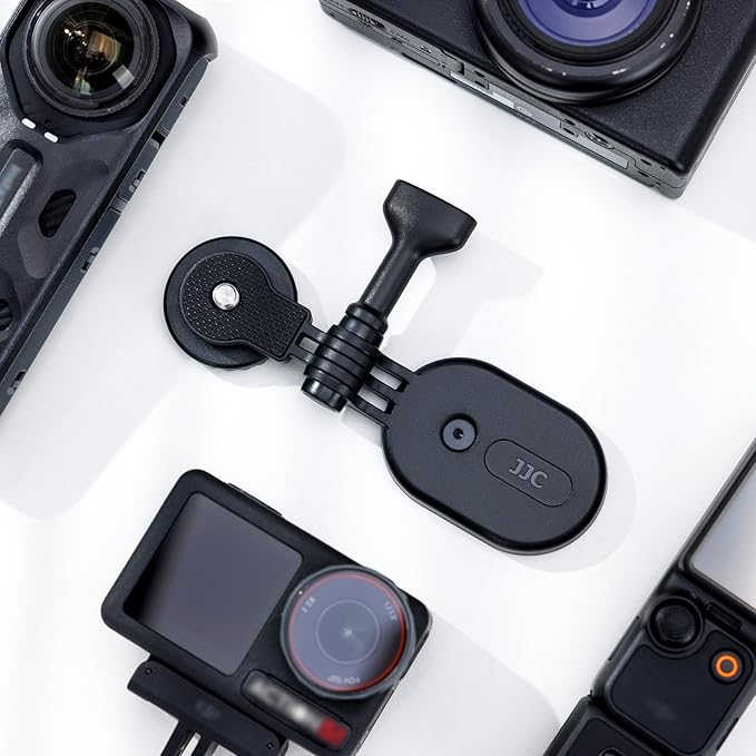JJC Magnetic Mount Stand with 1/4"-20 Screw for DJI Osmo360 Action 5 Pro 4 3 for Insta360 X5 X4 X3 Ace, Pocket 3 OSMO360, Foldable Steering Holder Bracket Base, Strong Magnets, Angle Adjustable