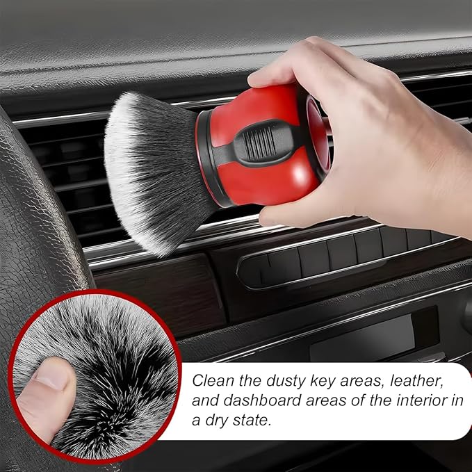 AUCELI Car Detailing Brush, Ultra Soft Auto Interior Dusting Brush with Storage Rack, Car XL Synthetic Brush Cleaning Tool, U