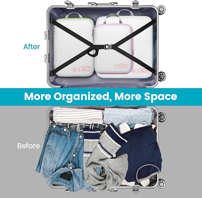 Cambond Compression Packing Cubes for Travel - Lightweight Expandable Travel Bags Luggage Organizers Travel Essentials Compre