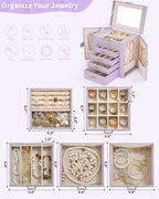 AKOZLIN 5-Tier Jewelry Box Leather Jewelry Storage Organizer with 4 Drawers Lockable for Women Girls Ring Necklace Earring Br