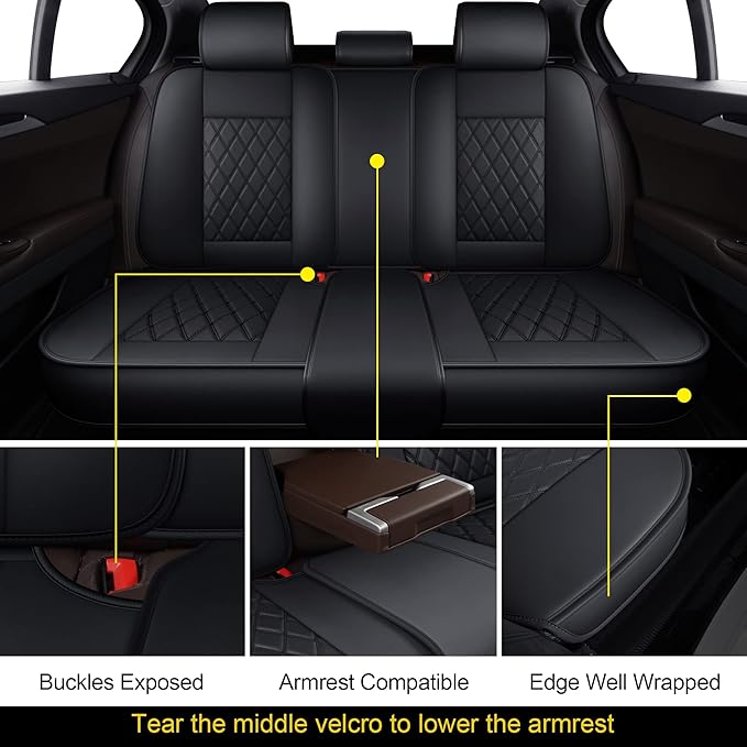 MIROZO Seat Covers Full Set,Car Seat Covers Black Car Seat Protector Waterproof Automotive Seat Covers fFront and Back Fit fo