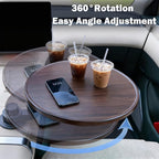 Car Tray for Eating & Laptop Desk - 360° Rotation Birch Wood Cup Holder/Steering Wheel Tray - Portable in-Car Dining & Work Desk, Universal Fit for Most Vehicles