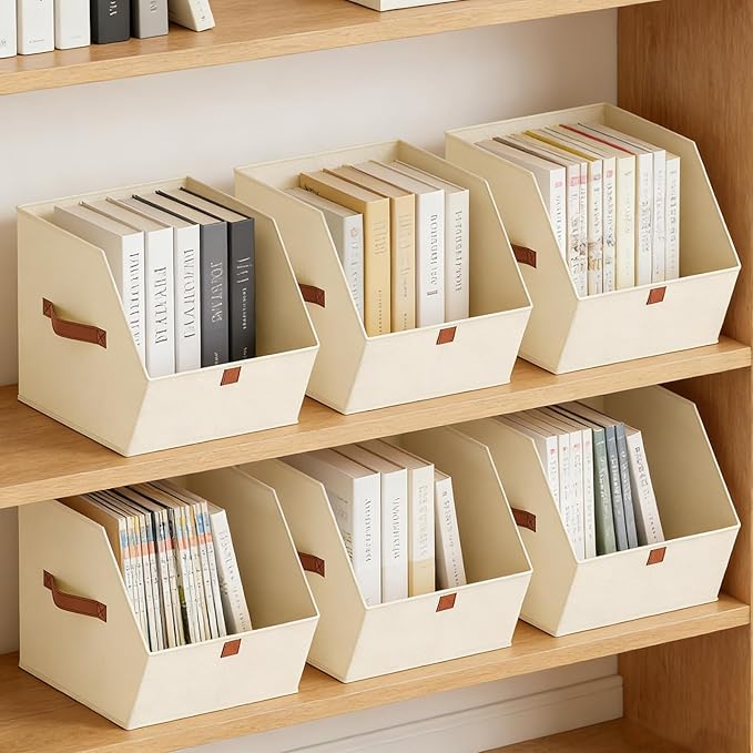 Homsorout Fabric Closet Storage Cubes - 6 Pack Square Storage Bins with Dual Handles for Clothes, Towels, Toys, Cube Storage 