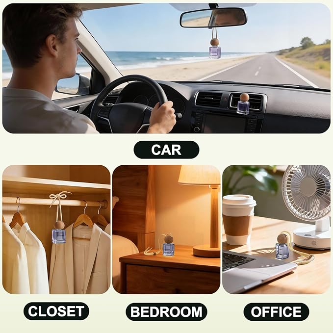 Car Air Freshener Hanging 2 Pack, Lavender Scent Essential Oil Diffuser Long Lasting Up to 150 Days, Cute Car Accessories wit
