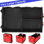 Homeve Trunk Organizer, Car Storage, Reinforced Handles, Collapsible Multi-Compartment, Foldable, Waterproof, Sturdy, 600D Oxford Polyester For Car, SUV, Mini-Van, Red, 2 Compart | Collapsible, Reinforced Handles, Foldable, Waterproof, Suitable for Any...