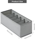 3 Packs Fabric Belt Organizer for Closet and Drawer, Foldable 6 Grids Dresser Drawer Organizers, Belt Tie Holder, Tie Box-Gre