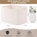 ICERZCZ Storage Baskets for Organizing Shelves, Woven Cotton Rope Bins for Baby Nursery Organization, Book Toy Towel Organize
