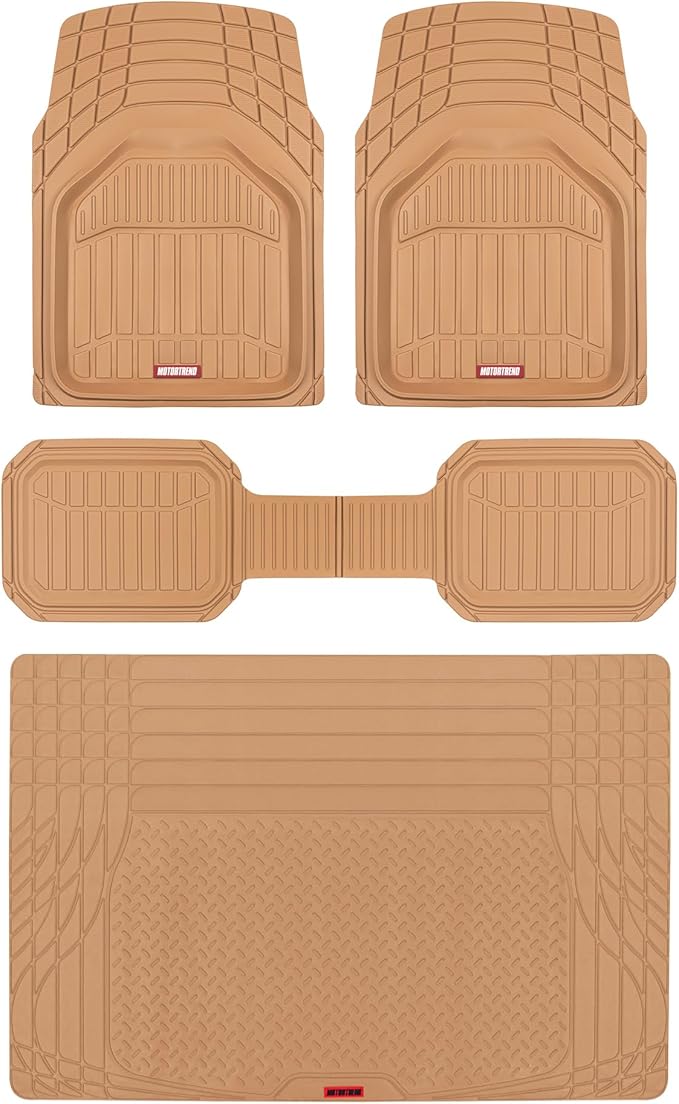 Motor Trend FlexTough Defender Floor Mats for Cars & TrunkShield Trunk Mat Set, Next-Gen Deep Dish Heavy Duty Car All Weather, Rubber Set Auto Truck Van SUV B09VYBHPDK