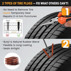 ORCISH Heavy Duty Tire Plug Kit - 98pcs All-in-One Universal Tire Repair Kit for Tubeless Flats, Emergency Tire Patch Kit for