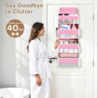 SpaceWhisper Over the Door Organizer, 4 Large Pocket Hanging Storage Organizer with 40lb Capacity, Space Saving for Nursery, 
